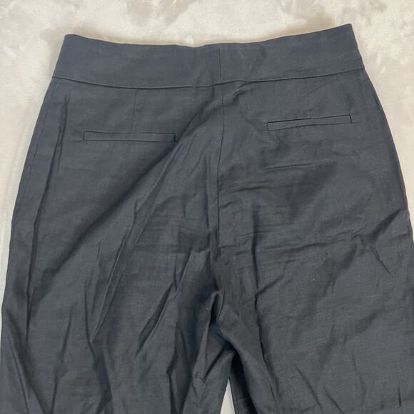 Sezane Pants Womens FR 40 US 8 Black Linen Blend High Rise Wide Leg Trouser - Picture 13 of 14